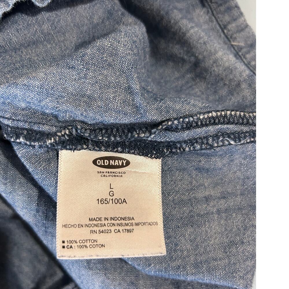 Old navy cotton denim romper shortall  womens L waist cinch - Picture 5 of 10